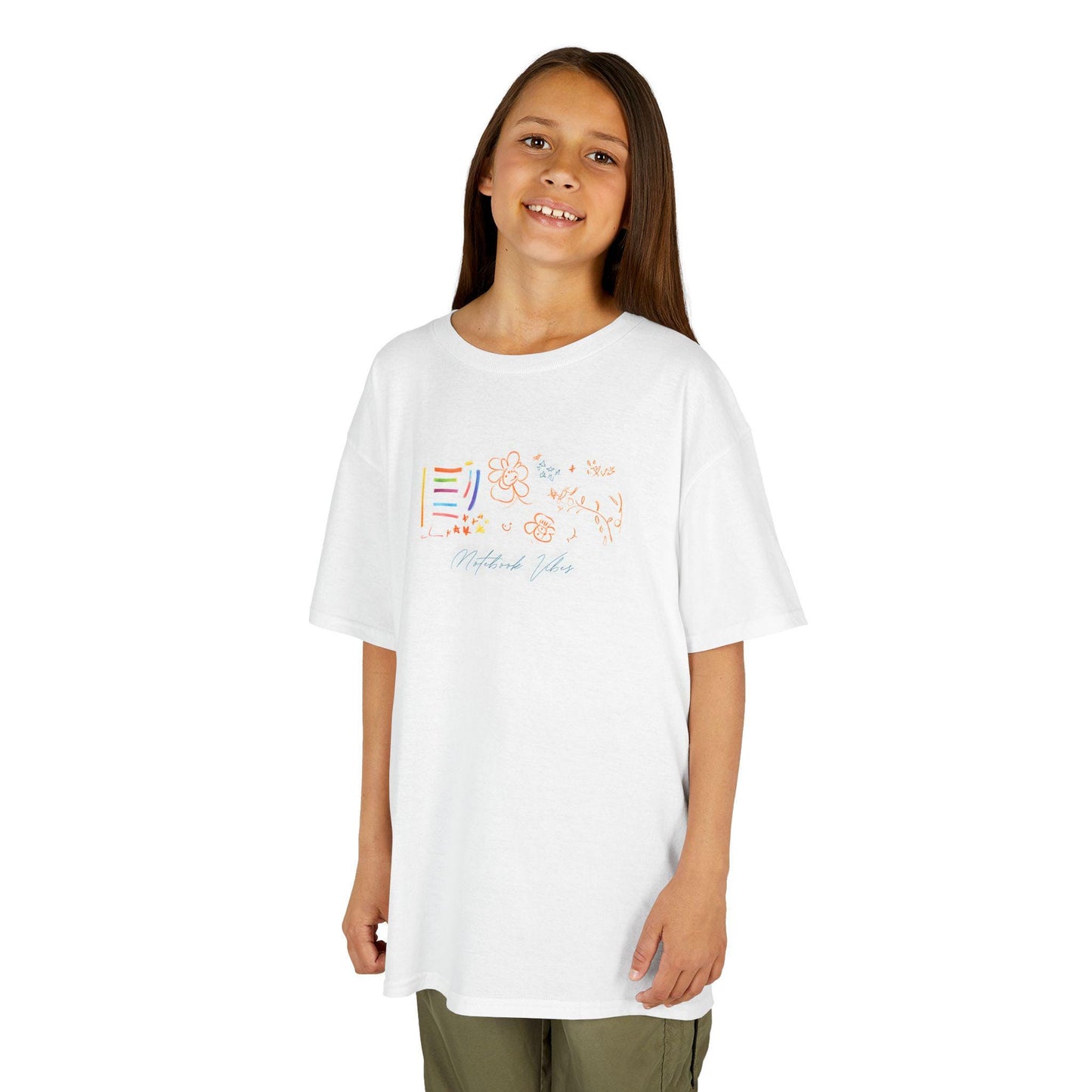 Kids Heavy Cotton Tee: Fun Notebook Graphic Unisex Shirt