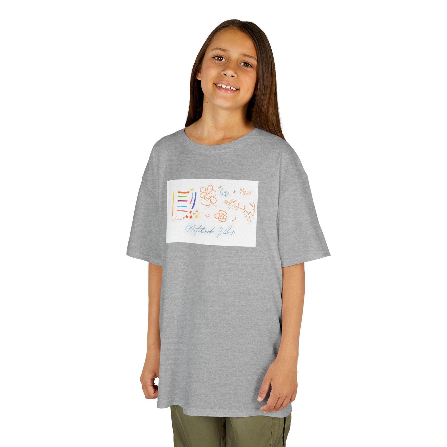 Kids Heavy Cotton Tee: Fun Notebook Graphic Unisex Shirt