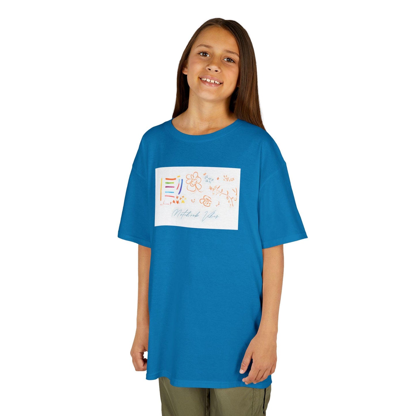 Kids Heavy Cotton Tee: Fun Notebook Graphic Unisex Shirt