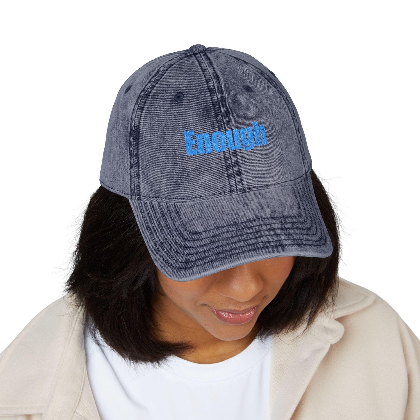 Embroidered "Enough" Vintage Cap: Motivational Unisex Baseball Hat