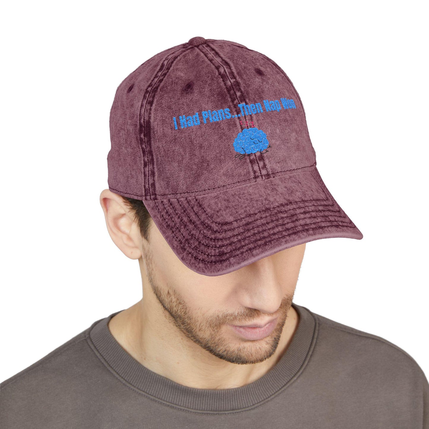 Embroidered Baseball Cap: I Had Plans and then Nap Won - Vintage Snapback