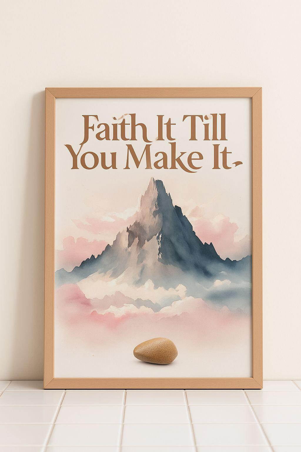 Mustard Seed Christian Print: Pastel Mountain Bible Verse Art (Digital Download)