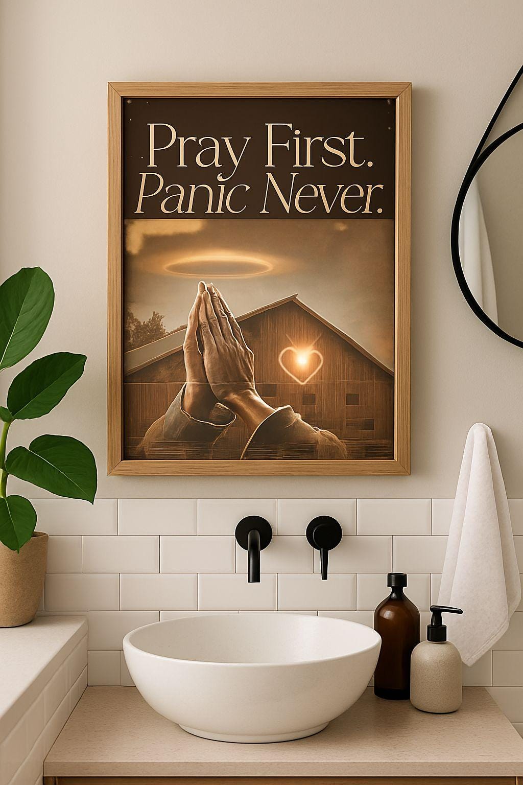 Pray First Panic Never Print: Rustic Farmhouse Christian Wall Art (Digital Download)