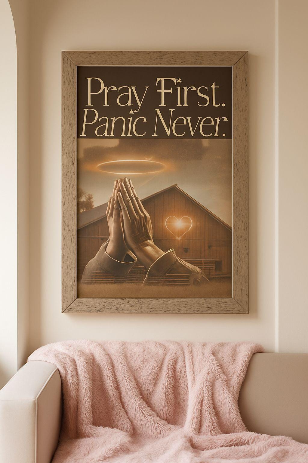 Pray First Panic Never Print: Rustic Farmhouse Christian Wall Art (Digital Download)