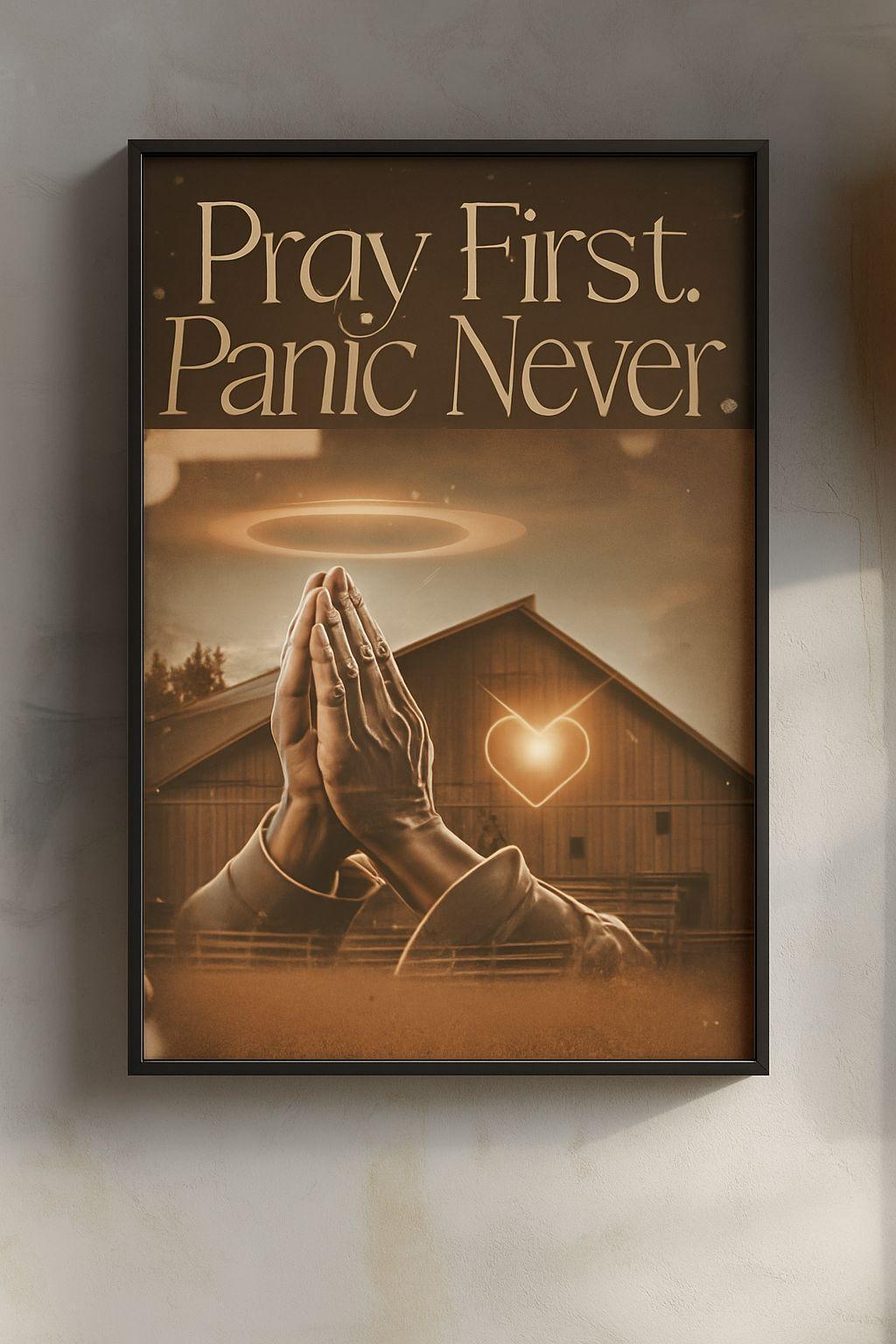 Pray First Panic Never Print: Rustic Farmhouse Christian Wall Art (Digital Download)
