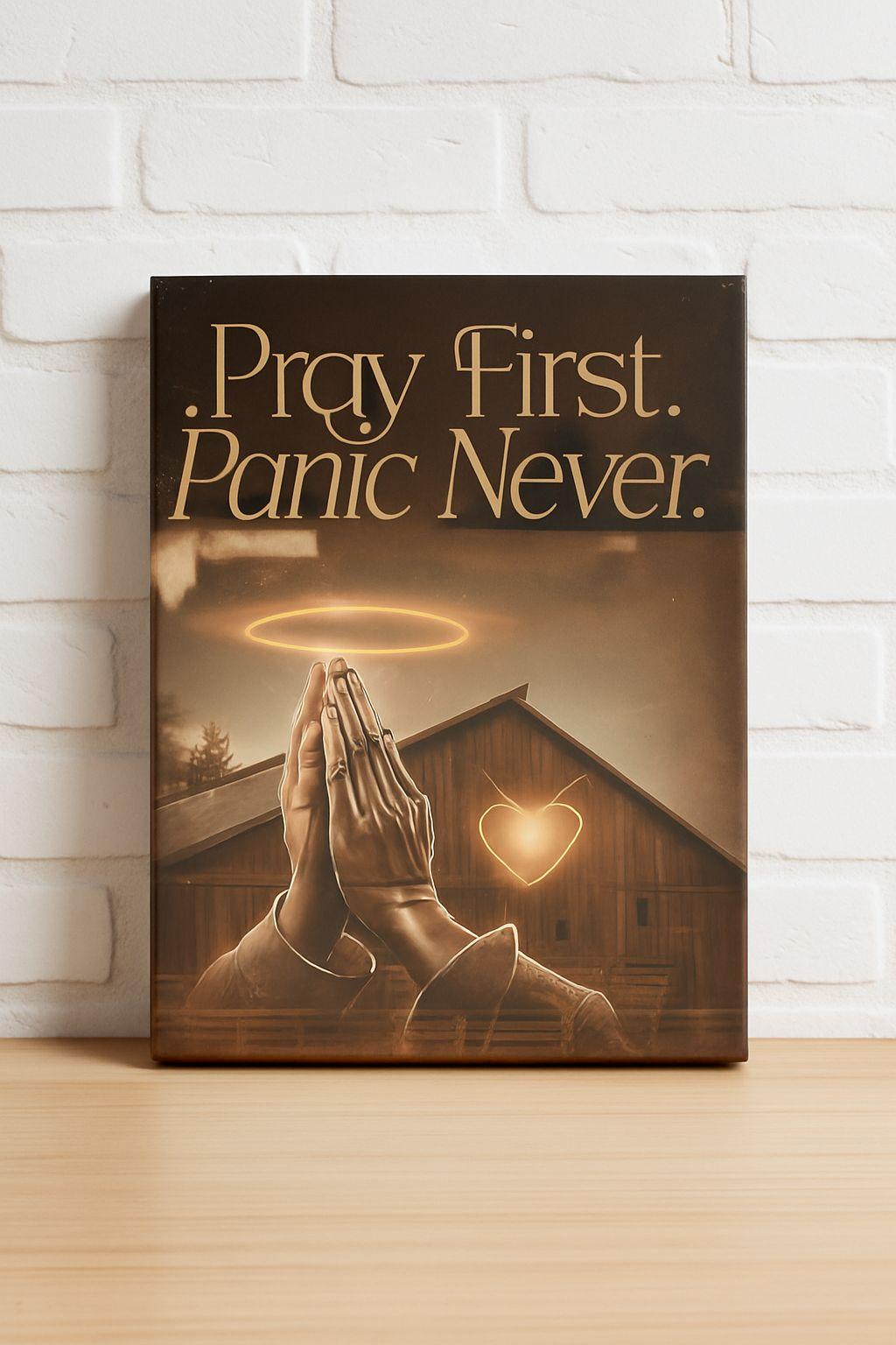 Pray First Panic Never Print: Rustic Farmhouse Christian Wall Art (Digital Download)