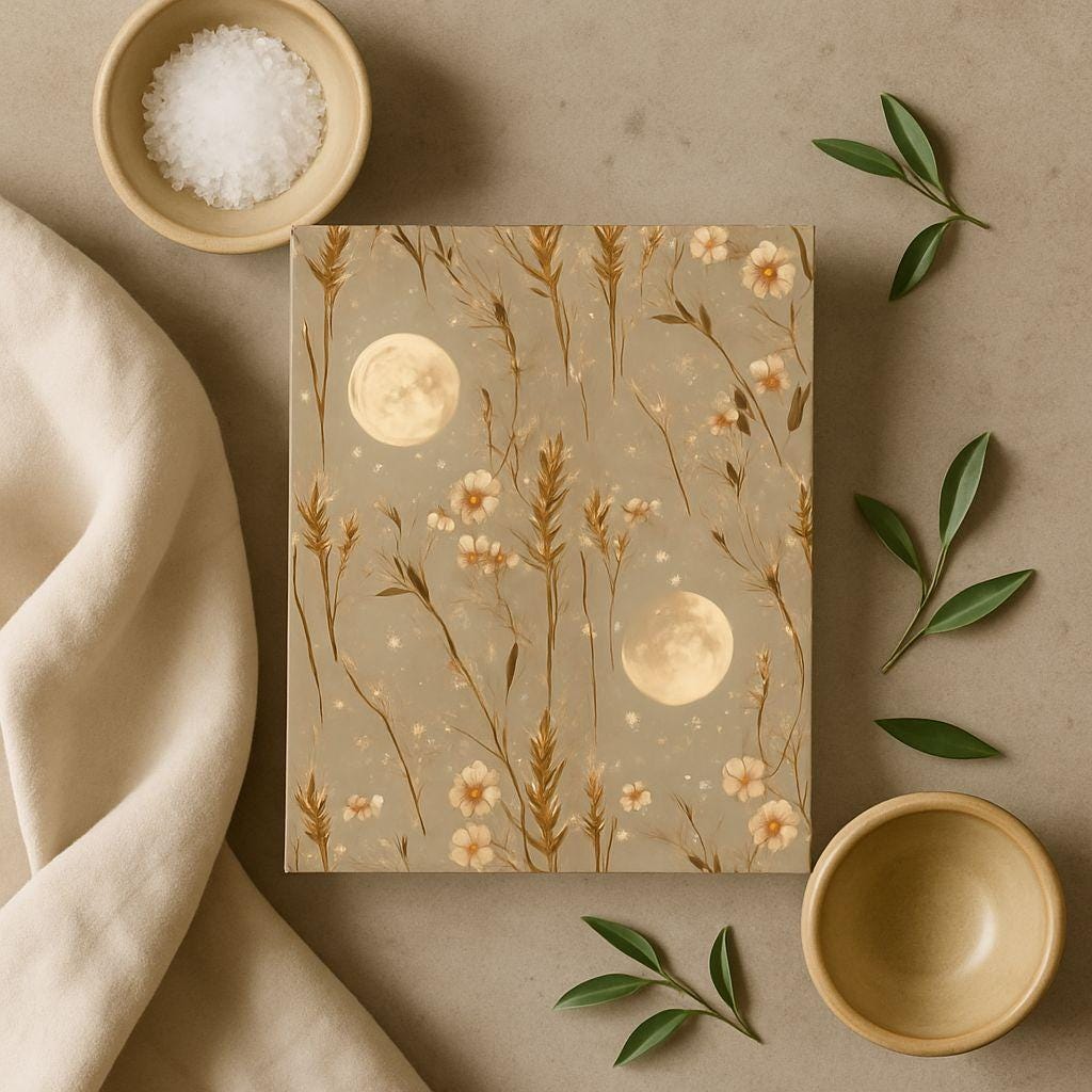 Harvest Moon Floral Print: Boho Celestial Seamless Pattern (Digital Download)