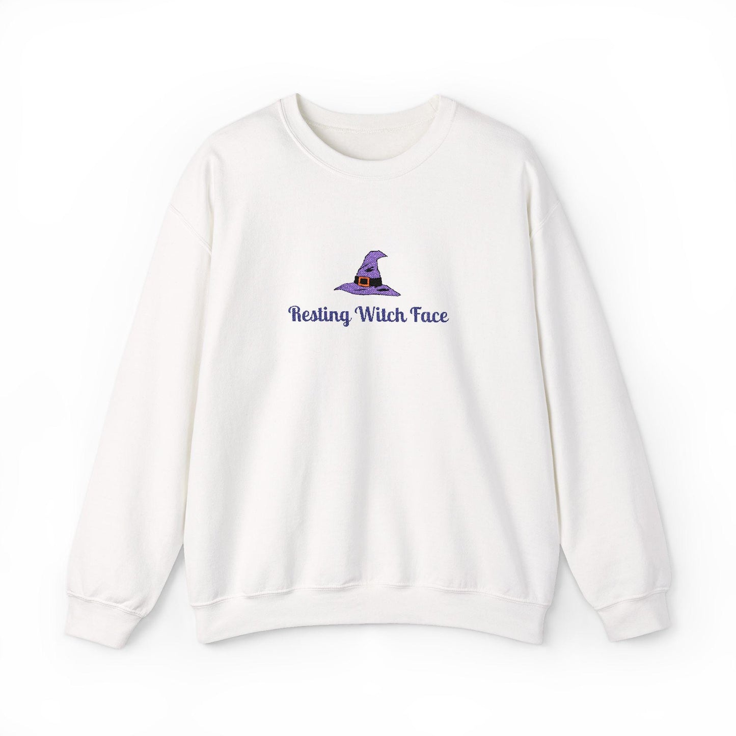 Resting Witch Face Embroidered Sweatshirt: Spooky Halloween Crewneck
