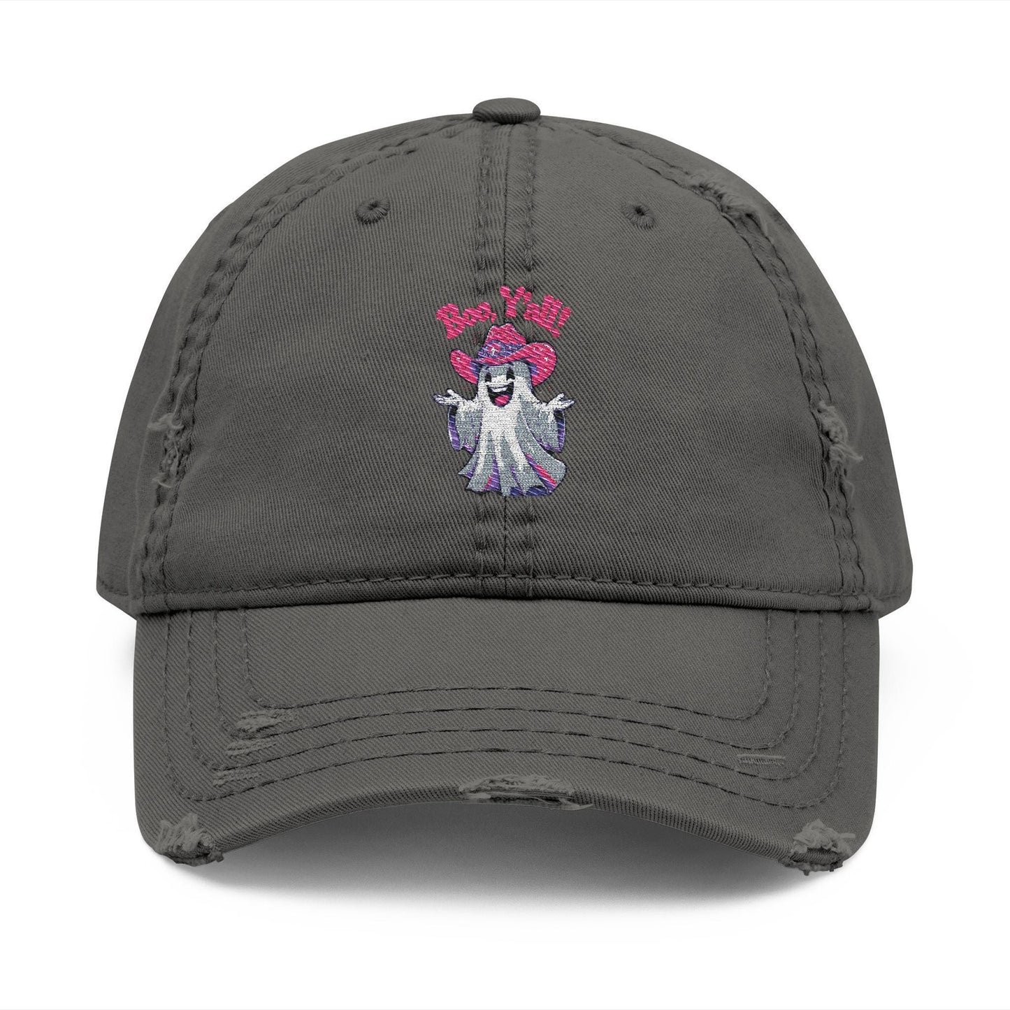 Embroidered "Boo Y'all" Distressed Dad Hat: Southern Halloween Baseball Cap
