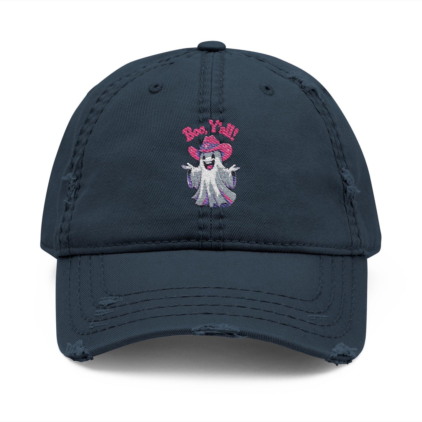 Embroidered "Boo Y'all" Distressed Dad Hat: Southern Halloween Baseball Cap