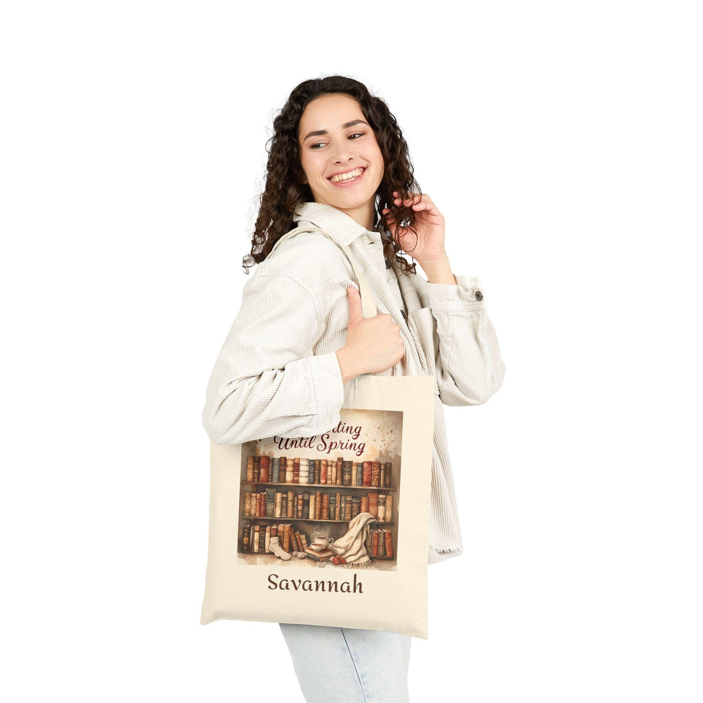 Introverting Until Spring Tote Bag: Book Lover's Cotton Canvas Carryall
