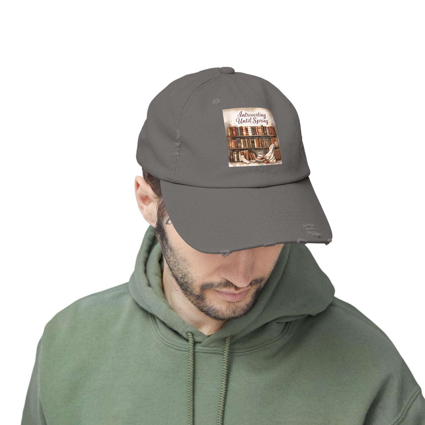 Introverting Until Spring Distressed Cap: Cozy Book Lover Gift