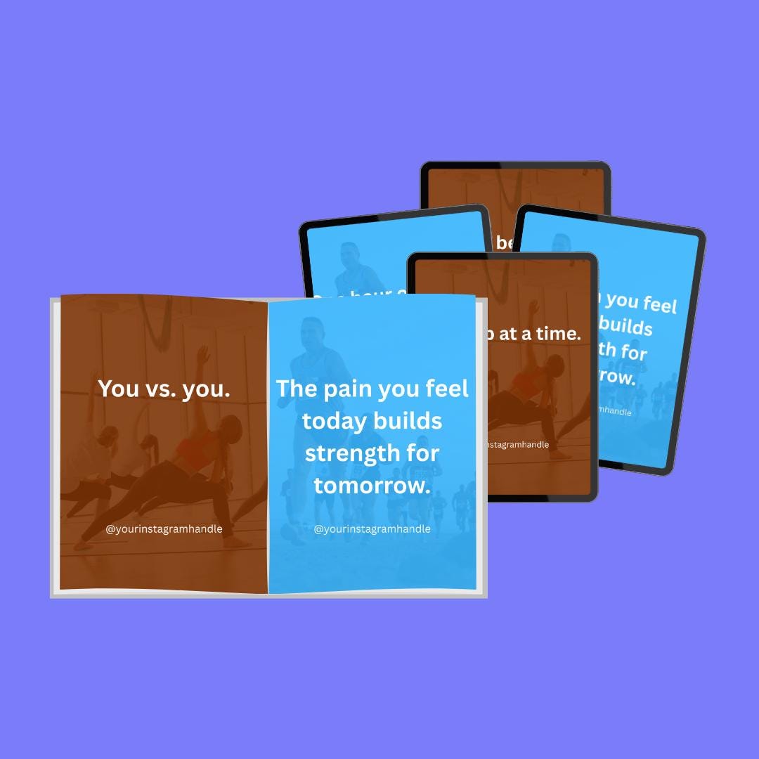Fitness Motivation Quotes Canva Template: Editable Wellness Social Media Graphics (Digital Download)