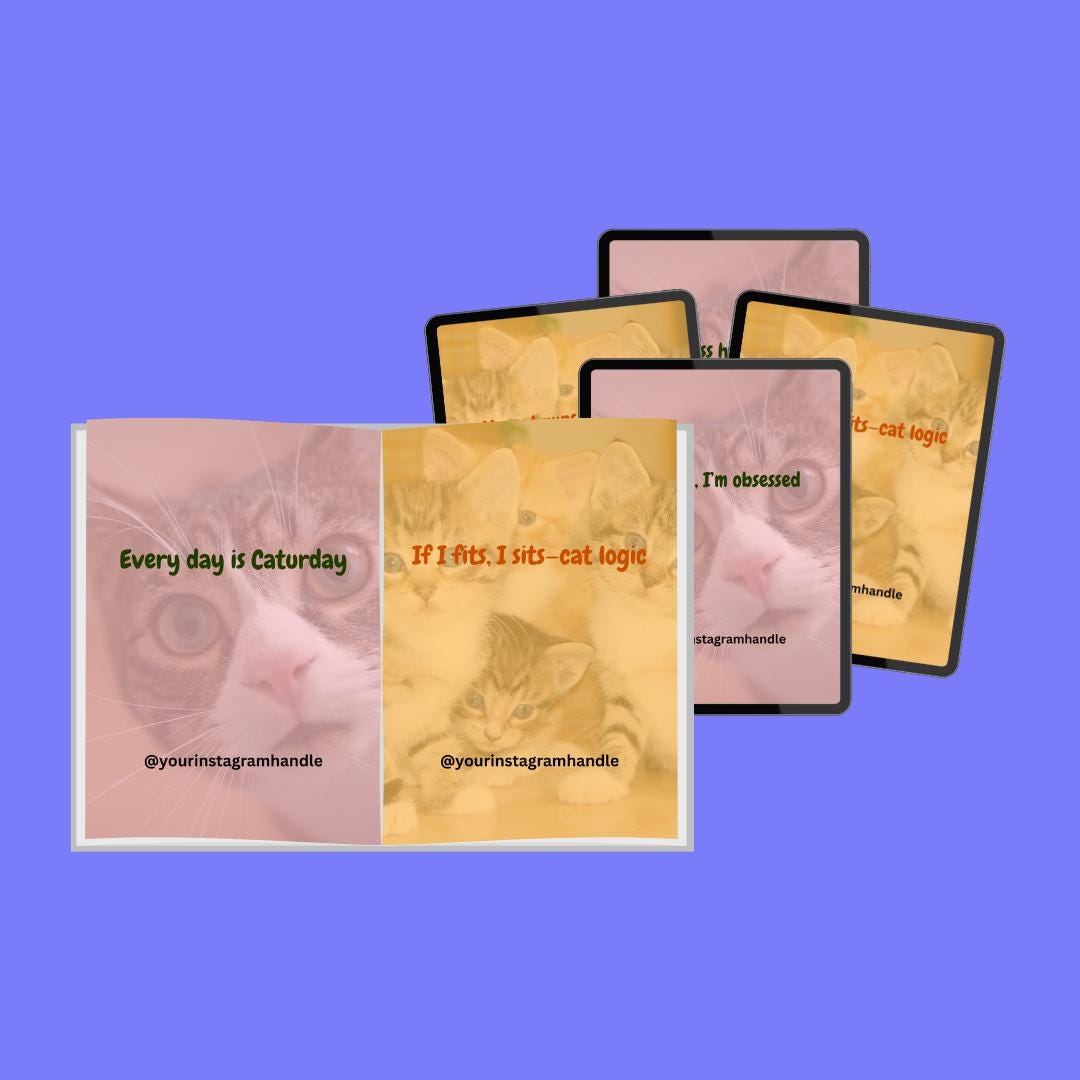 Funny Cat Lover Quotes Canva Template: Editable Social Media Content