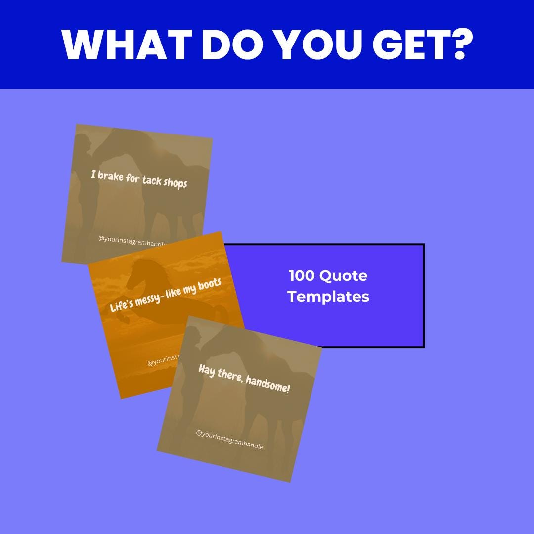 Horse Lover Quote Templates: Canva Editable Equestrian Bundle (Digital Download)