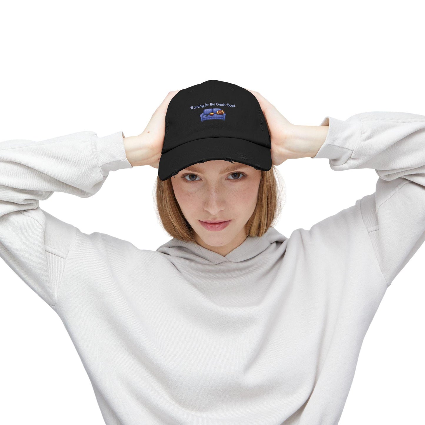 Distressed Cotton Twill Football Cap: Vintage Style Baseball Hat, Professional Spectator