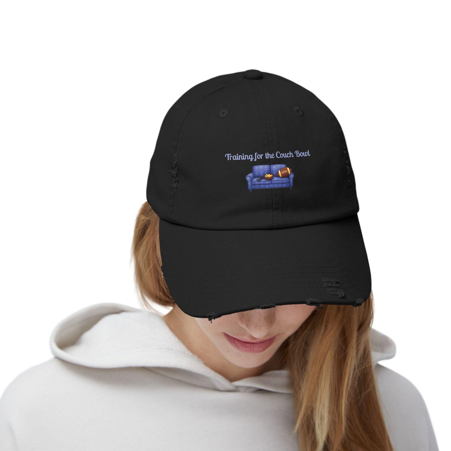 Distressed Cotton Twill Football Cap: Vintage Style Baseball Hat, Professional Spectator