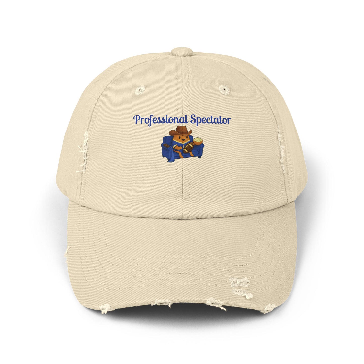 Distressed Cotton Twill Baseball Cap: Football Fan Game Day Hat