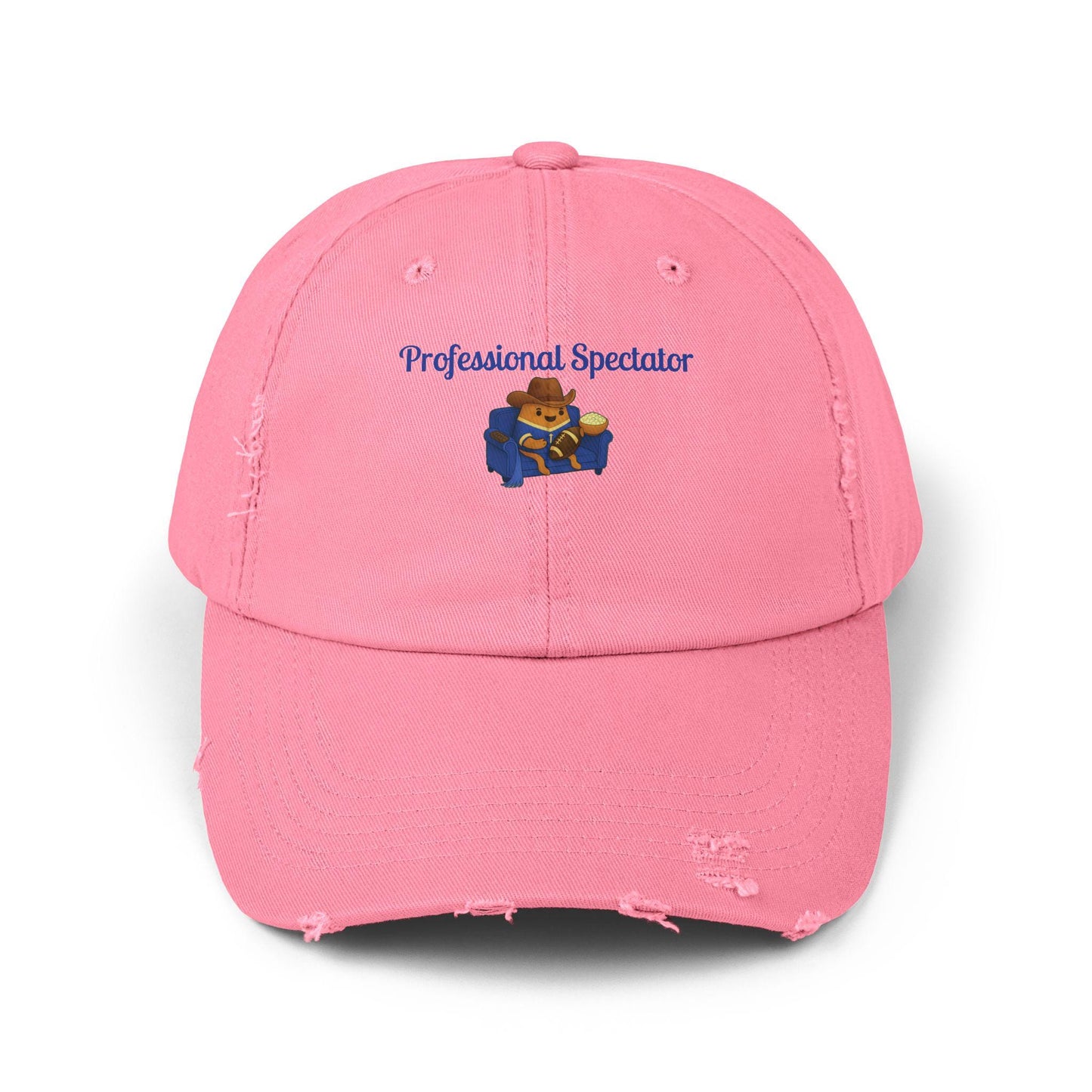 Distressed Cotton Twill Baseball Cap: Football Fan Game Day Hat
