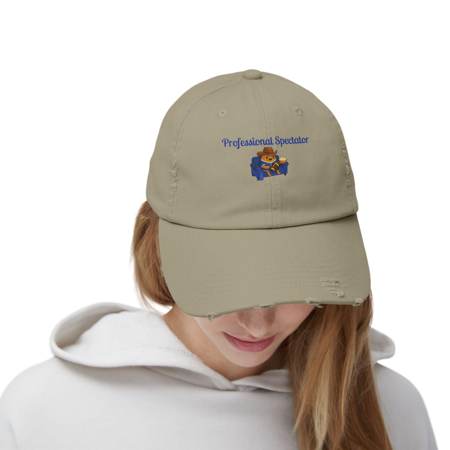 Distressed Cotton Twill Baseball Cap: Football Fan Game Day Hat