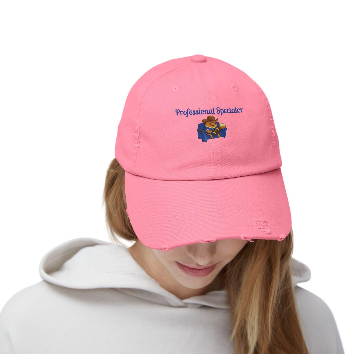 Distressed Cotton Twill Baseball Cap: Football Fan Game Day Hat