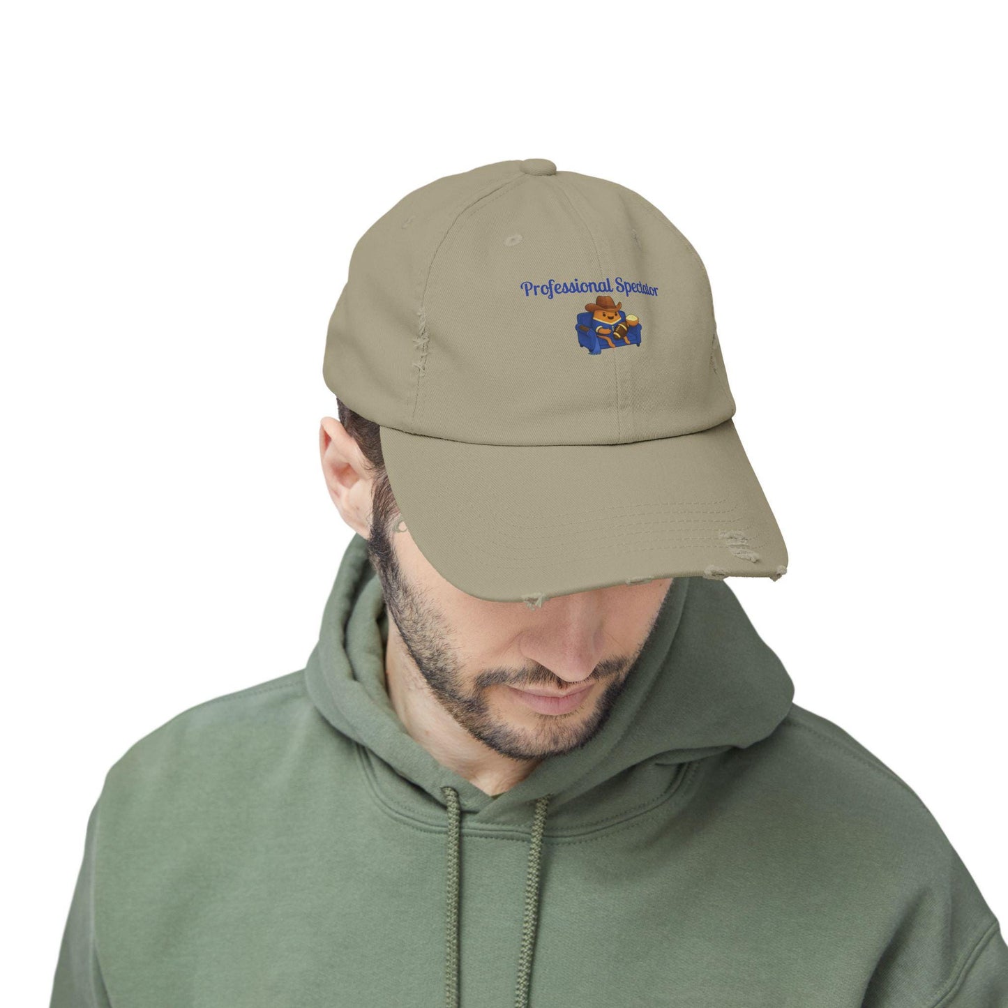 Distressed Cotton Twill Baseball Cap: Football Fan Game Day Hat