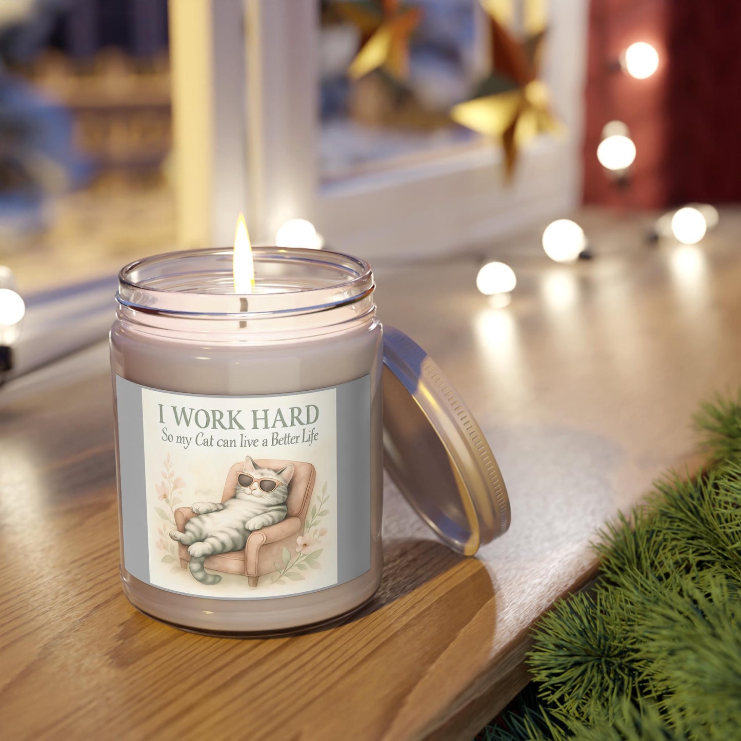 Scented Soy Candle for Cat Lovers: Home Decor Relaxation Gift