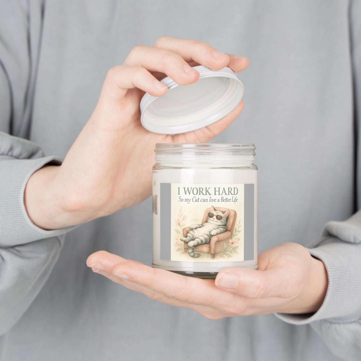 Scented Soy Candle for Cat Lovers: Home Decor Relaxation Gift