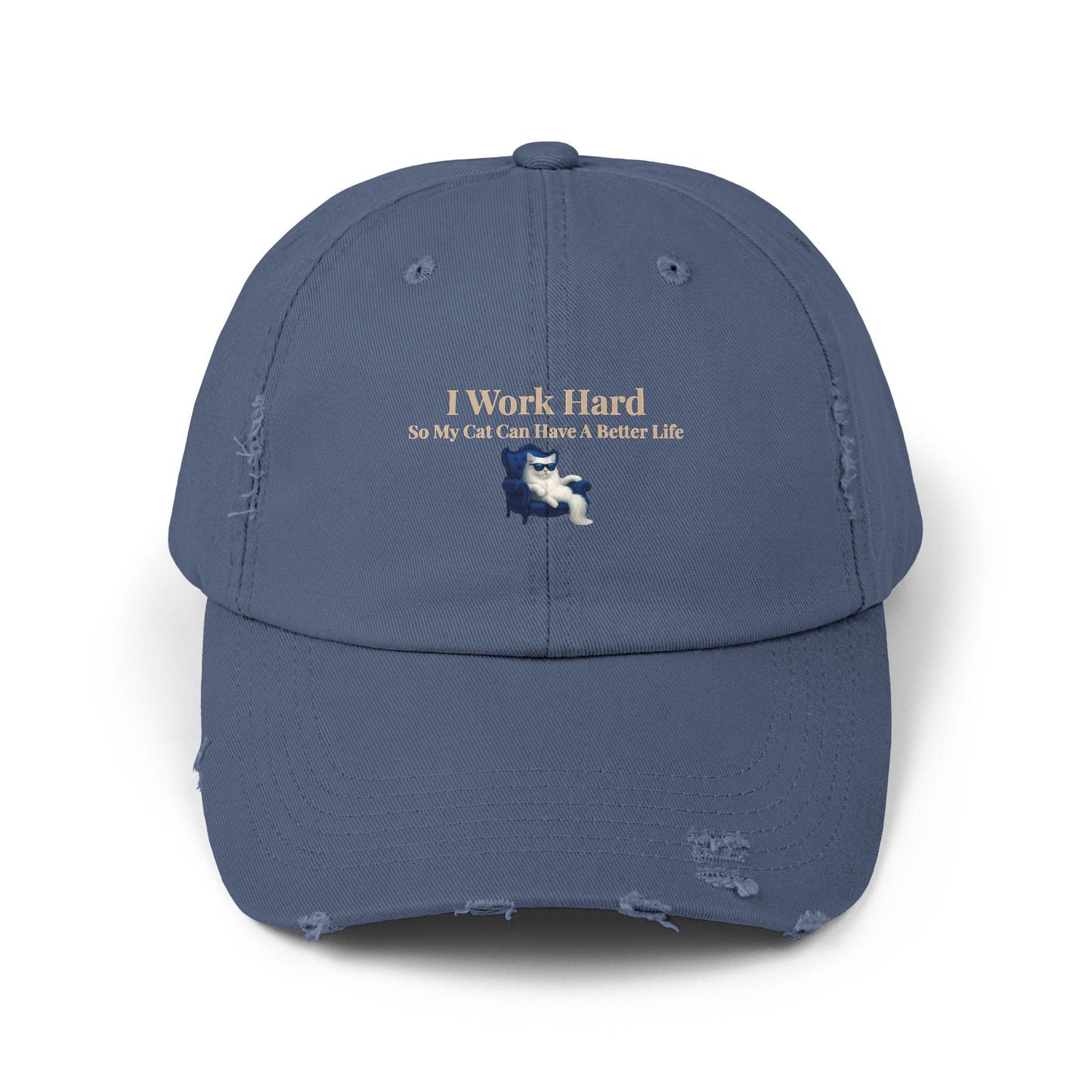 Distressed Cat Lover Cap: Unisex Cotton Twill Hat