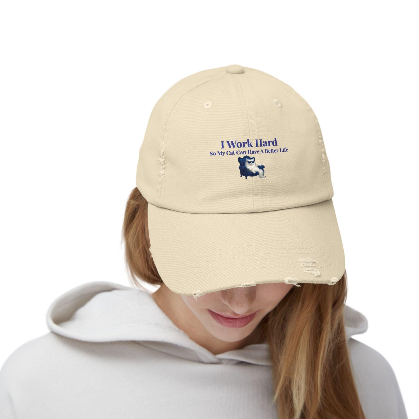 Distressed Cat Lover Cap: Unisex Cotton Twill Hat