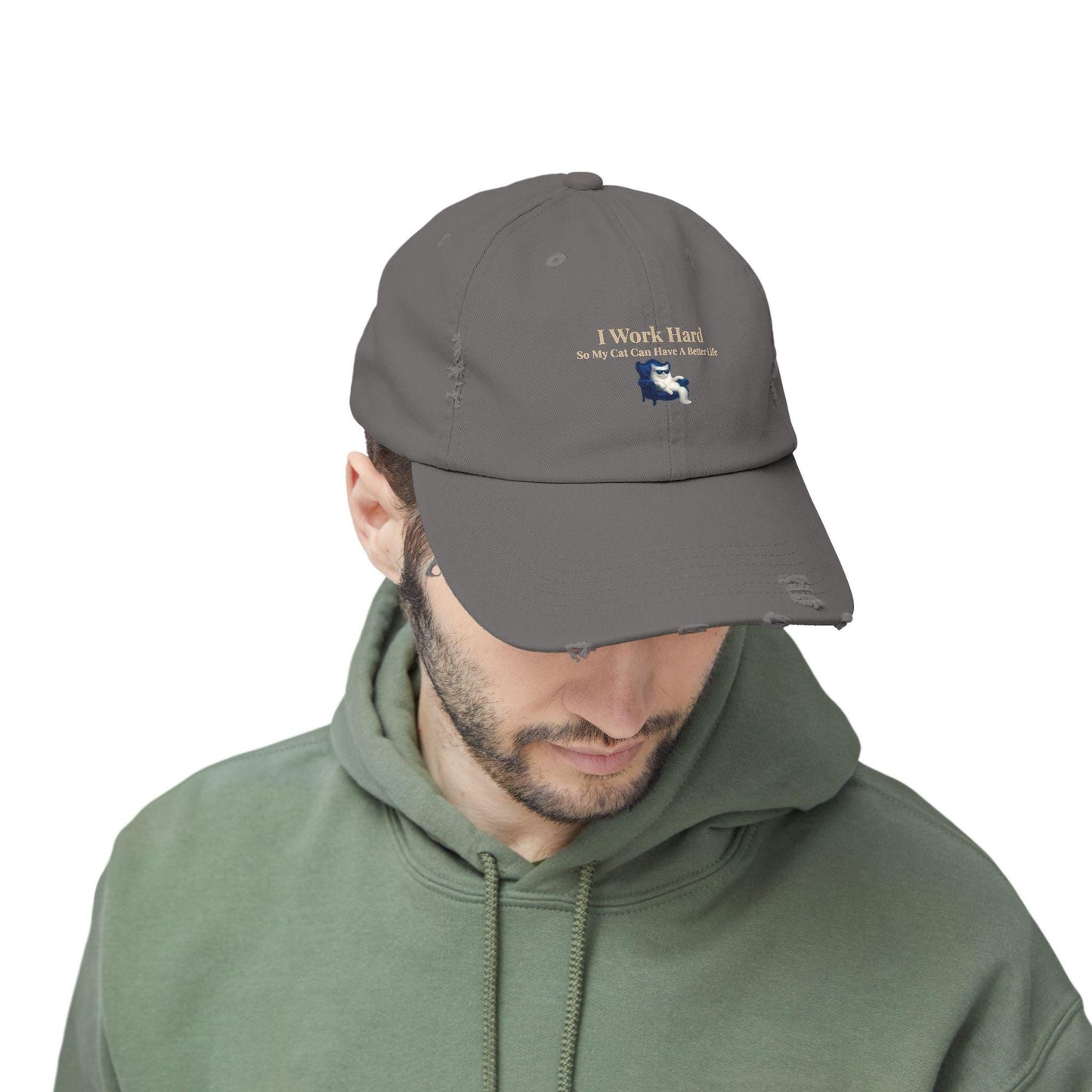 Distressed Cat Lover Cap: Unisex Cotton Twill Hat