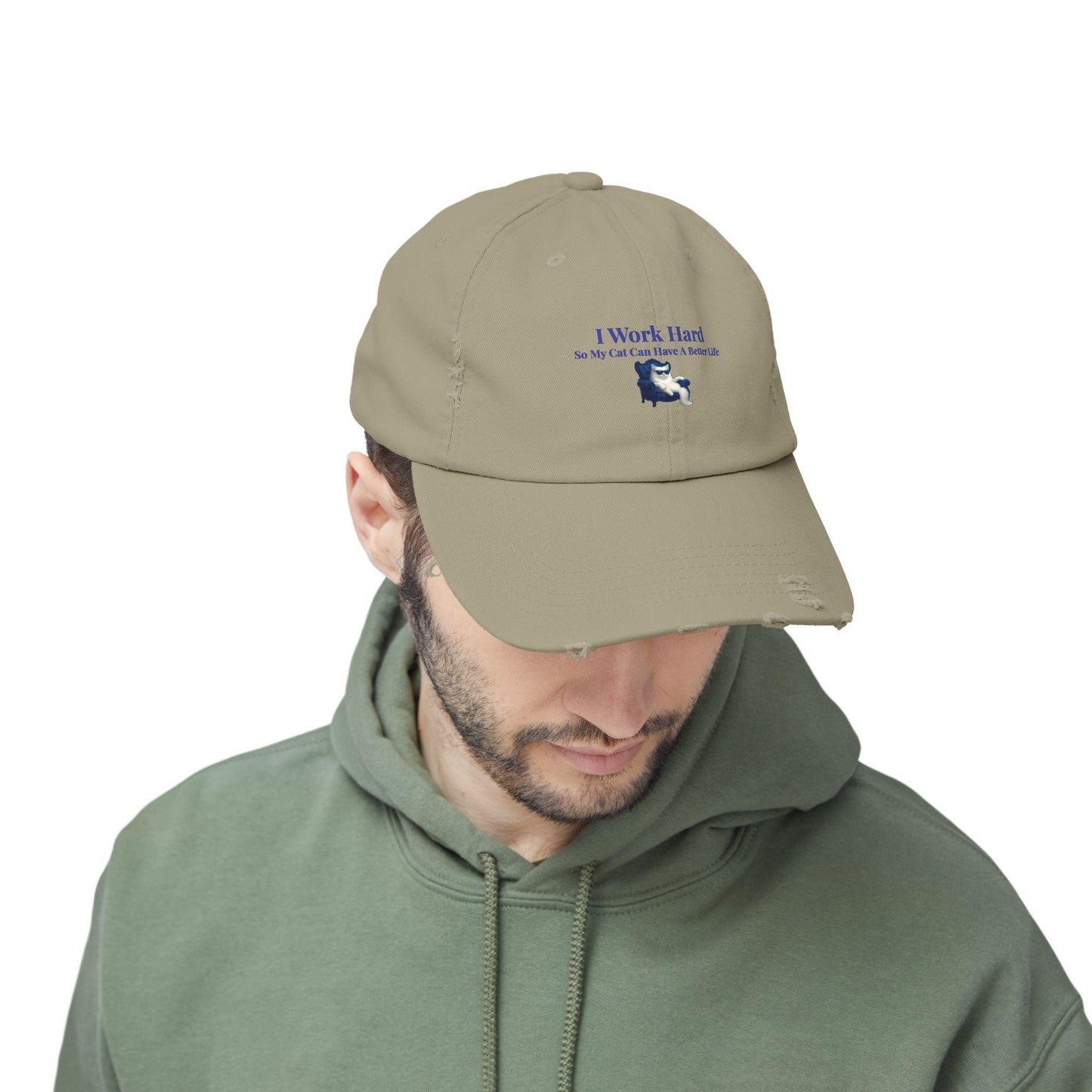 Distressed Cat Lover Cap: Unisex Cotton Twill Hat