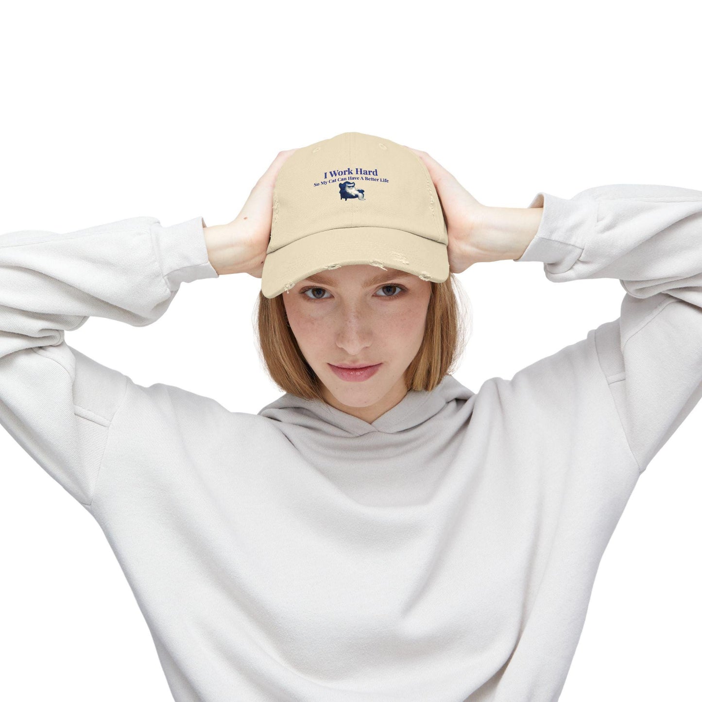Distressed Cat Lover Cap: Unisex Cotton Twill Hat