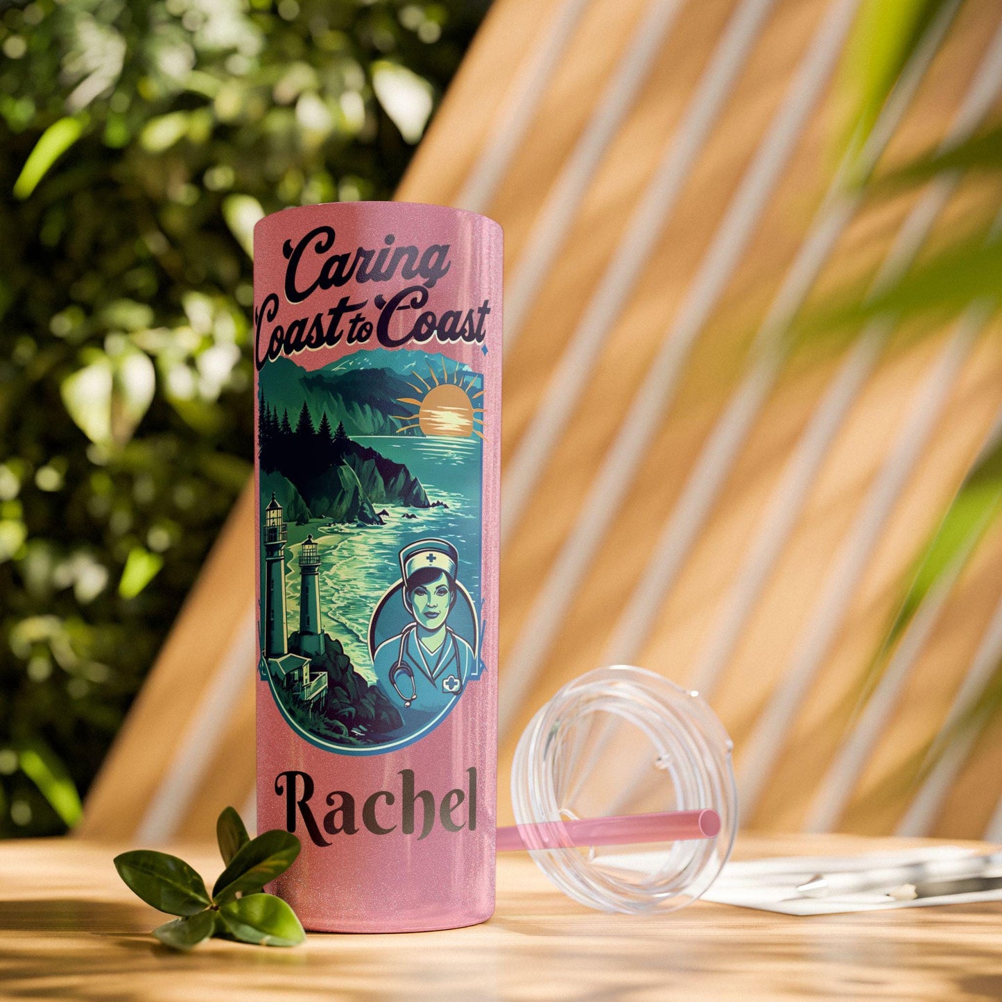 Personalized Coastal Travel Nurse Tumbler: Oregon Nautical Theme, 20oz Insulated Water Bottle