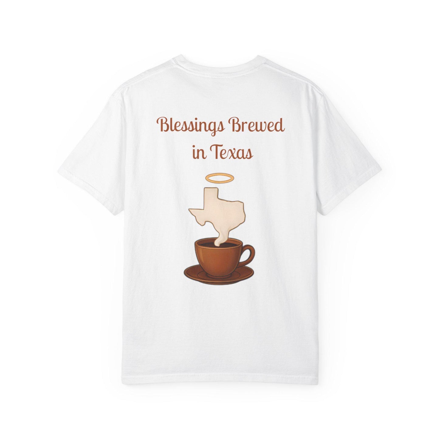 Blessings Brewed T-Shirt, Faith-Inspired Tee, Coffee Lover Gift, Texas Pride Apparel, Unisex Casual Wear
