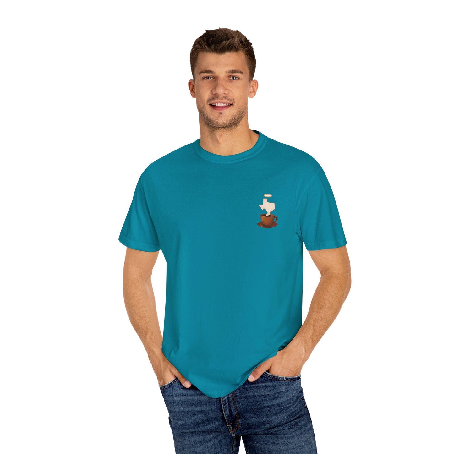 Blessings Brewed T-Shirt, Faith-Inspired Tee, Coffee Lover Gift, Texas Pride Apparel, Unisex Casual Wear