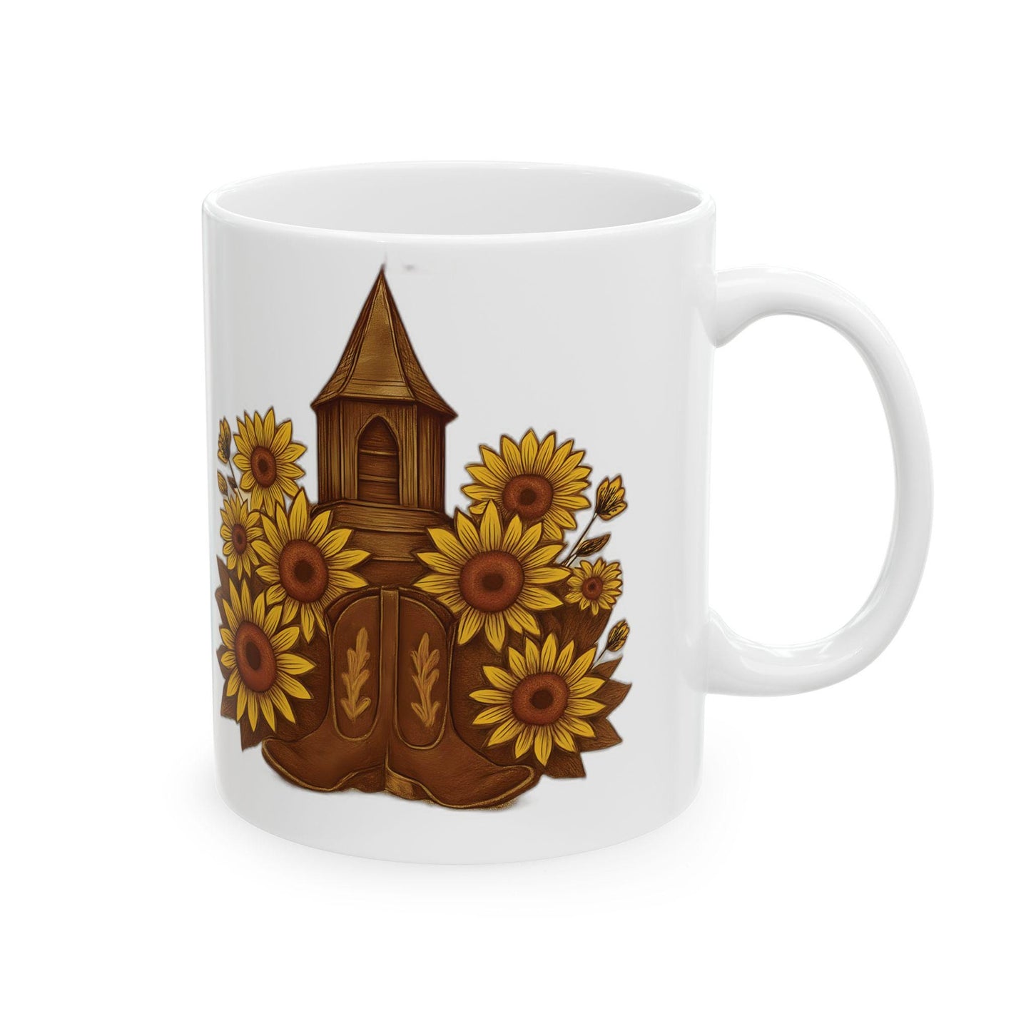 Rustic Sunflower Ceramic Mug: Charming Coffee & Tea Cup