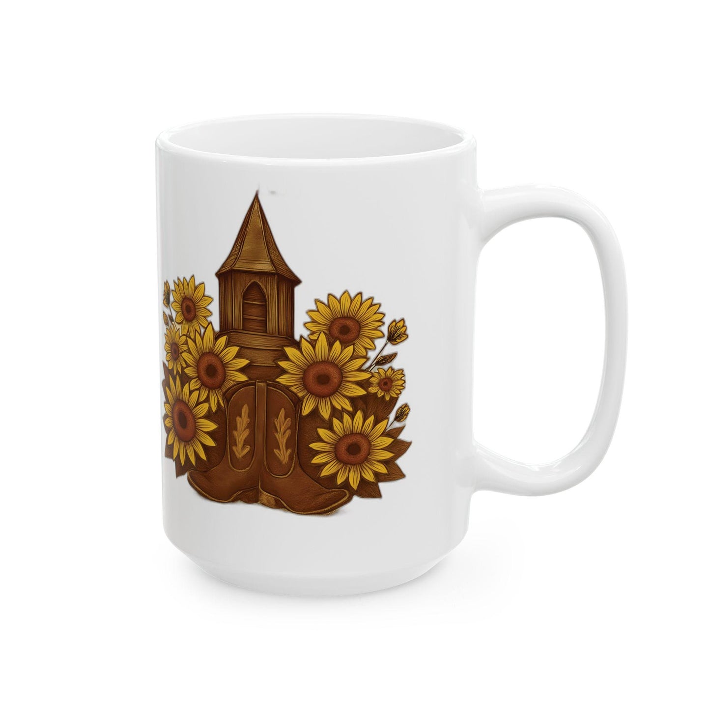 Rustic Sunflower Ceramic Mug: Charming Coffee & Tea Cup