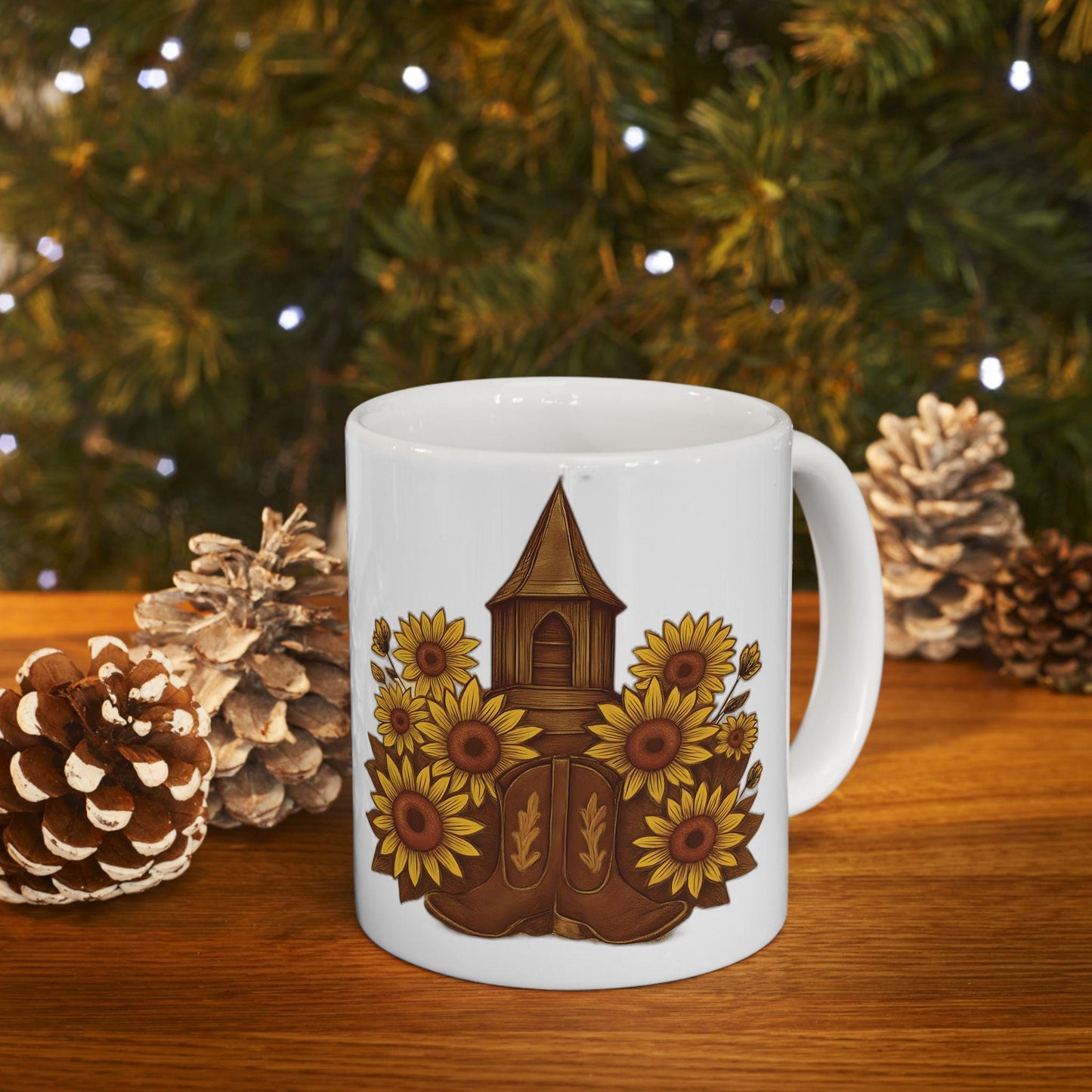 Rustic Sunflower Ceramic Mug: Charming Coffee & Tea Cup