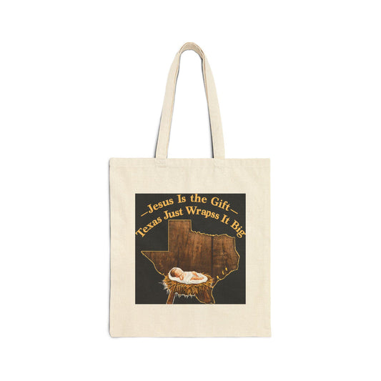 Jesus Is the Gift Cotton Canvas Tote Bag: Faith-Based Christmas Shopping