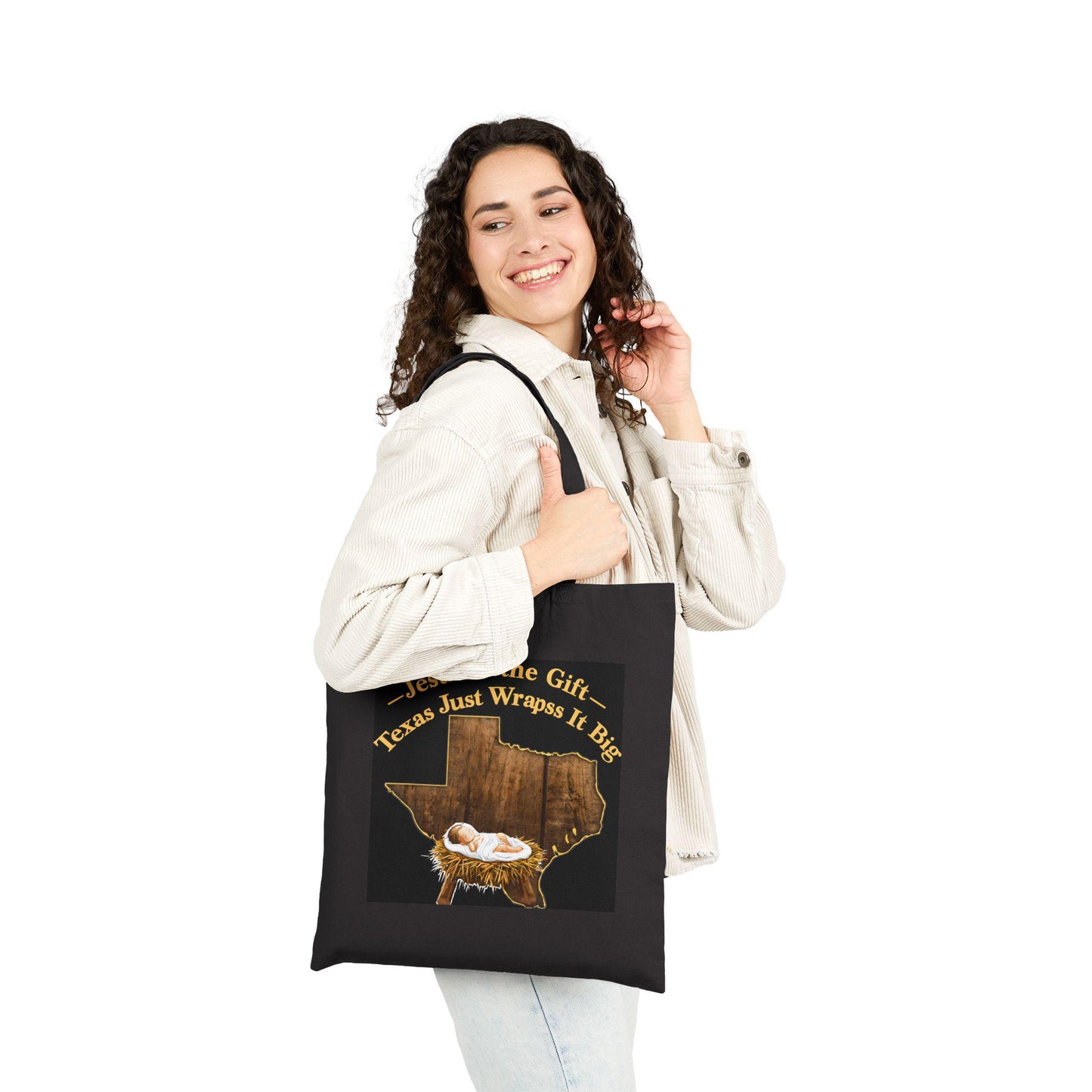Jesus Is the Gift Cotton Canvas Tote Bag: Faith-Based Christmas Shopping