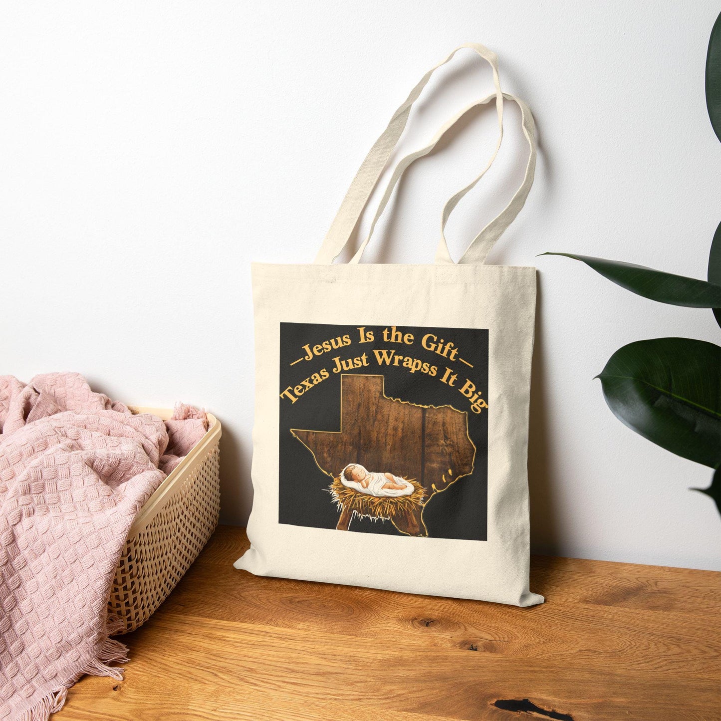 Jesus Is the Gift Cotton Canvas Tote Bag: Faith-Based Christmas Shopping