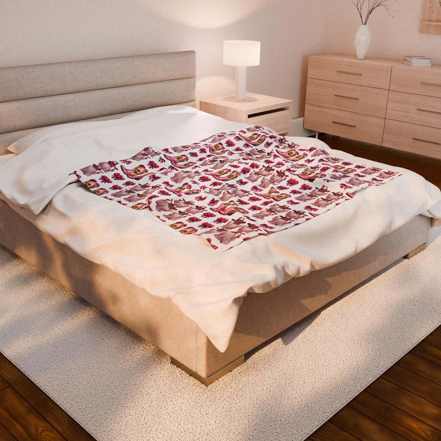Pink Western Plush Blanket: Glam Cowgirl Home Decor Throw
