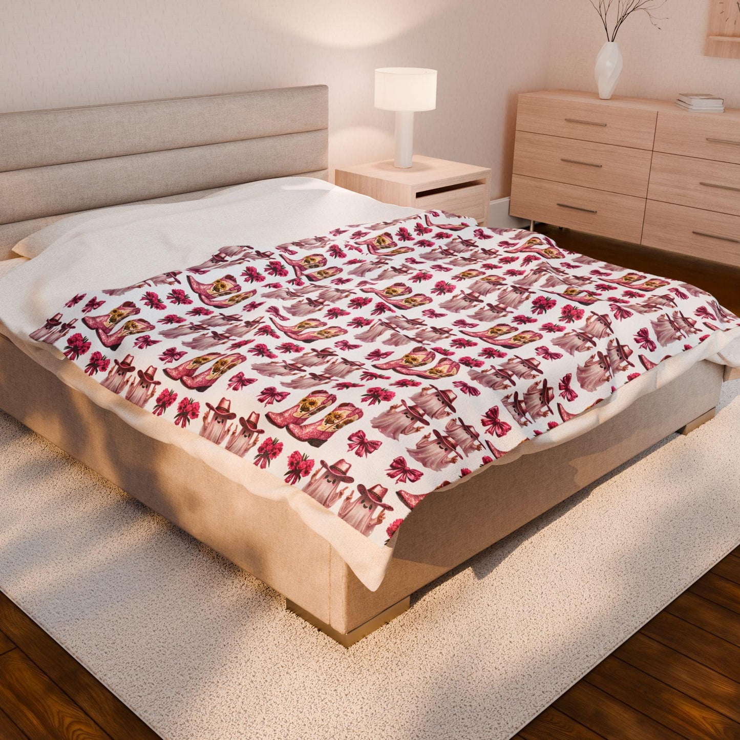 Pink Western Plush Blanket: Glam Cowgirl Home Decor Throw