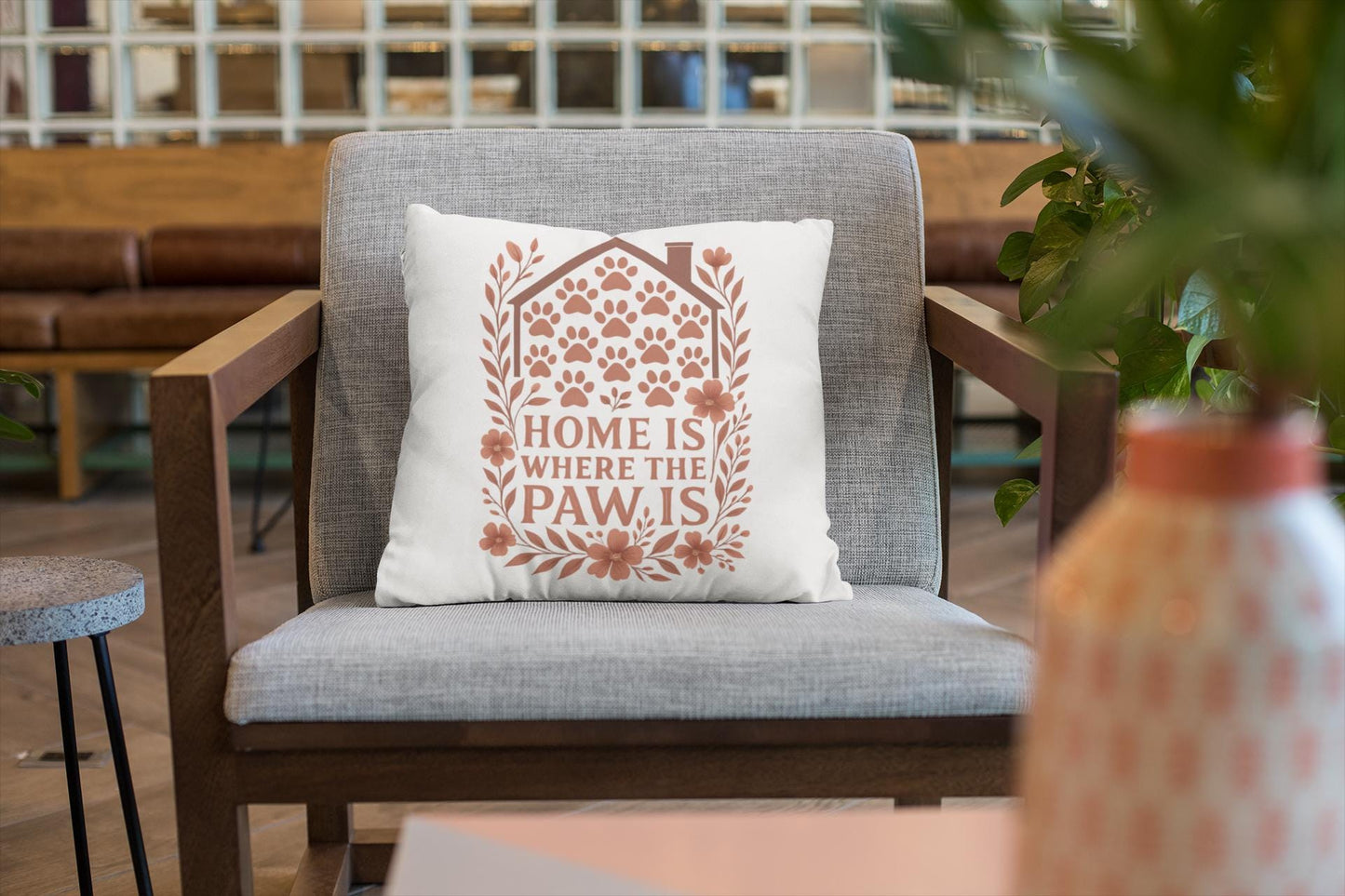 Cozy Faux Suede Pet Lover Pillow: Home is Where the Paw Is