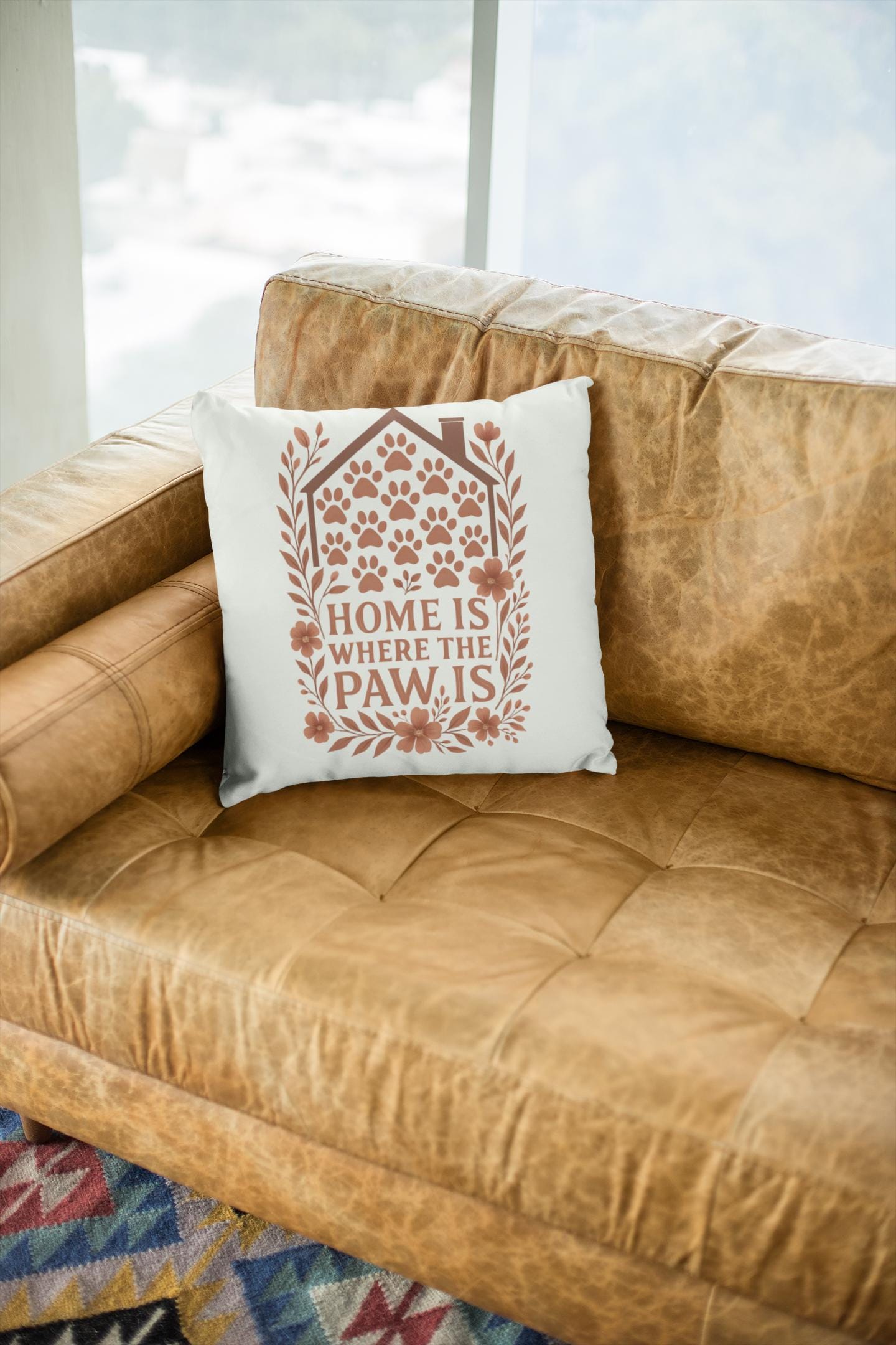 Cozy Faux Suede Pet Lover Pillow: Home is Where the Paw Is