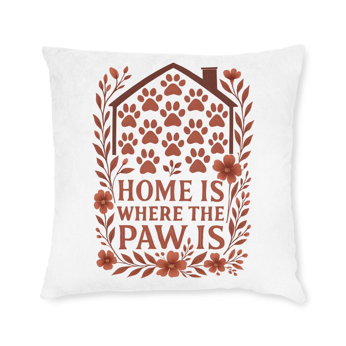 Cozy Faux Suede Pet Lover Pillow: Home is Where the Paw Is