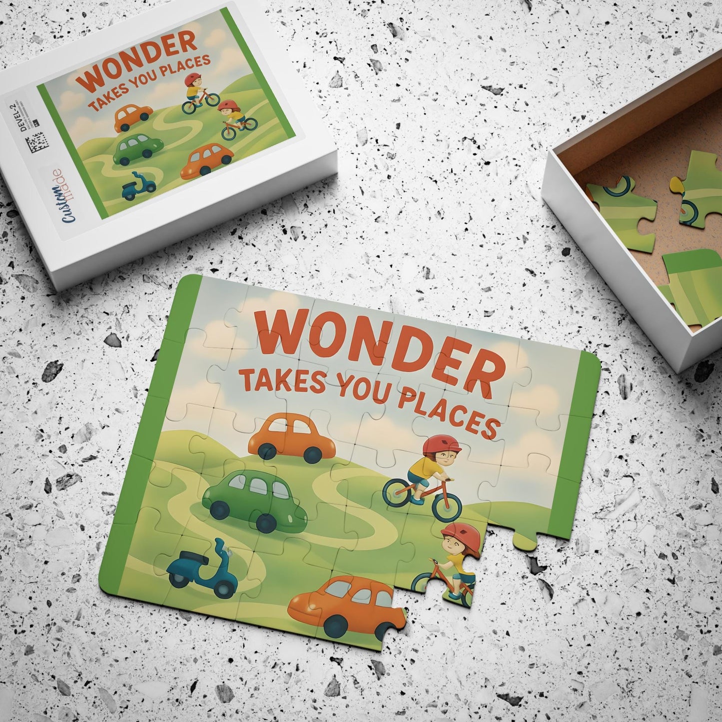 Kids' 30-Piece Puzzle: Whimsical Cars & Bicycles Educational Toy
