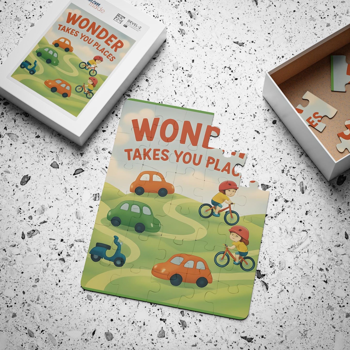 Kids' 30-Piece Puzzle: Whimsical Cars & Bicycles Educational Toy