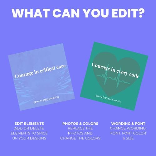 ICU Nurse Quote Templates: 100 Editable Canva Graphics (PDF Download)